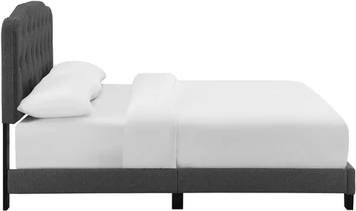 Vista 5 de Modway Amelia - Base de cama tapizada de tela capitoné tamaño matrimonial, color gris