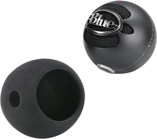 Vista 4 de Protector de viento con filtro de bola de nieve azul – Protector de viento profesional de espuma para micrófono iCE para grabaciones, transmisión