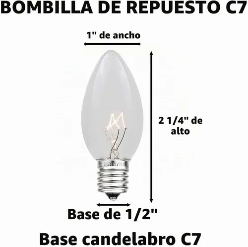 Vista 5 de Paquete de 25 focos de repuesto para cadena de luces de Navidad para exterior, 7 vatios, de Novelty Lights Multi