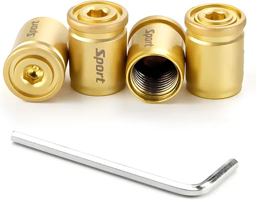 Vista 7 de Dickno 4 piezas tapas de vástago de válvula de neumático de coche con cierre, cubiertas antirrobo para vástago de válvula de rueda automática