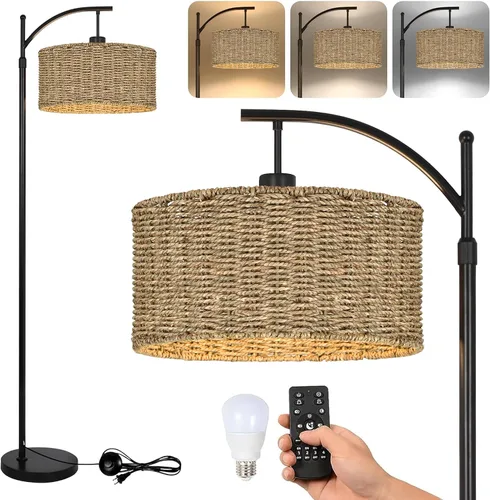 Vista 9 de AHDWDW Lámpara de Pie de Arco Dorado para Sala de Estar, Dormitorio, Lámparas de Pie Modernas Ajustables Únicas con Control Remoto, Lámpara de Pie