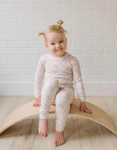 Vista 2 de moimoln 6M-8Y Pijama floral para bebé y niña pequeña, suave, modal, algodón, transpirable, ajustado, manga larga, conjunto de ropa de dormir