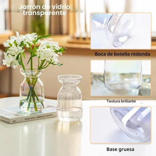 Vista 3 de Gute Jarrones de vidrio para decoración, modernos jarrones decorativos para centros de mesa, decoración de escritorio para el hogar, sala de estar