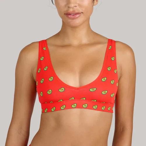 Vista 6 de MeUndies Sujetador elástico de algodón orgánico con cuello en V - Bralette cómodo para mujer - Sin aros - Tela exclusiva de Amazon Avocados