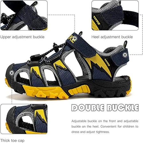 Vista 3 de Littleplum Sandalias para niños con puntera cerrada, sandalias deportivas para niños pequeños, zapatos de verano para niños grandes, caminar