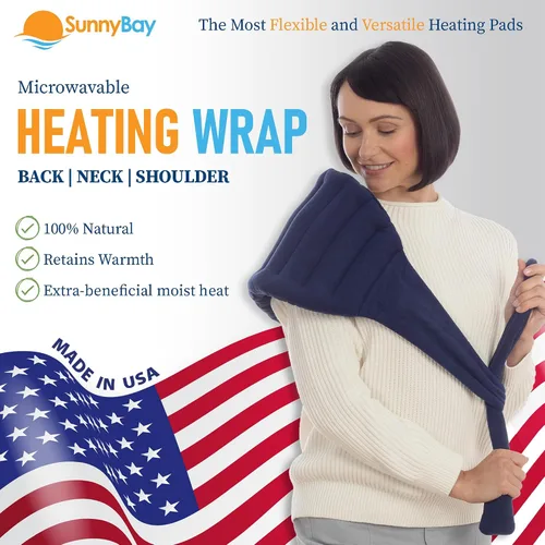 Vista 2 de SunnyBay Almohadilla térmica para microondas, apta para microondas, para dolor de cuello, hombros, rodillas o espalda con correas de sujeción, área