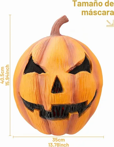 Vista 3 de Máscara de calabaza, disfraz de cabeza completa para Halloween Fiestas de Halloween, temas de terror y eventos de disfraces, crea un aspecto