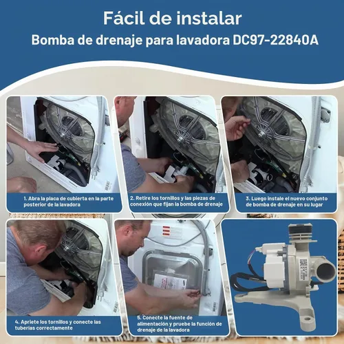Vista 6 de DC97-22840A, DC31-00201A Conjunto de bomba de drenaje compatible con lavadora Samsung