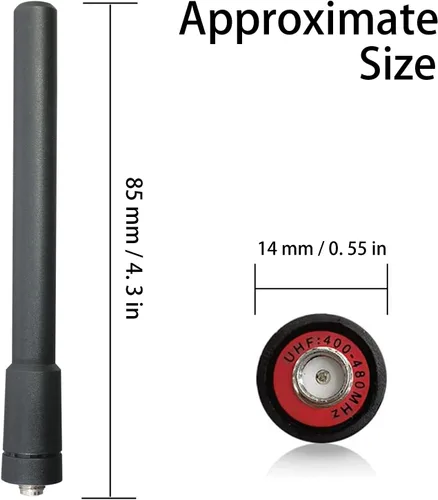 Vista 2 de Samcom Antena corta de radio bidireccional con SMA-hembra, antena elástica y no deformable de 3.4 pulgadas para Walkie Talkies UHF 400-480MHz