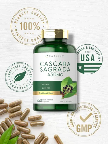Vista 6 de Carlyle Cápsulas de Cascara Sagrada 450 mg 250 unidades Suplemento