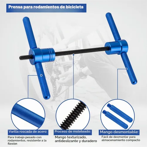 Vista 2 de Kit de prensa de rodamientos para cubo y pivote de bicicleta, herramienta universal de 25 piezas