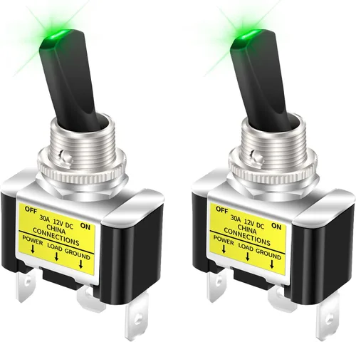 Vista 8 de DaierTek Interruptor de palanca con luz LED azul de 12 V, 30 amperios, 12 voltios, interruptor de palanca SPST ON Off 2 posiciones 3pin