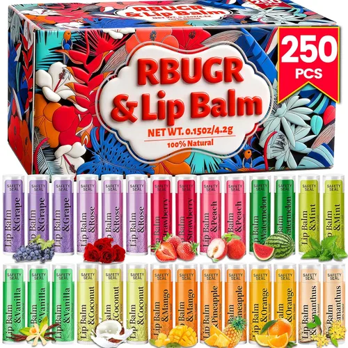 Vista 15 de RBUGR Bálsamo labial a granel, 126 unidades, bálsamo labial hidratante orgánico natural con 12 sabores para labios agrietados, paquete a granel