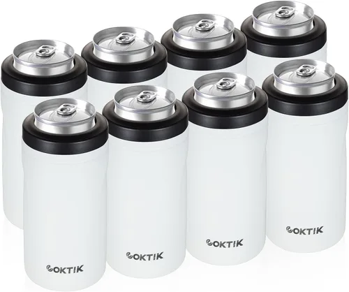 Vista 33 de COKTIK 4 en 1 enfriador de latas aislado, enfriador de latas delgadas de doble pared para latas de 12 oz regulares o delgadas y botellas de cerveza
