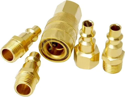 Vista 9 de Joywayus Kit de acoplador y enchufe de aire de 5 piezas, manguera de aire industrial NPT de 1/4 pulgadas y accesorios de aire de conexión rápida