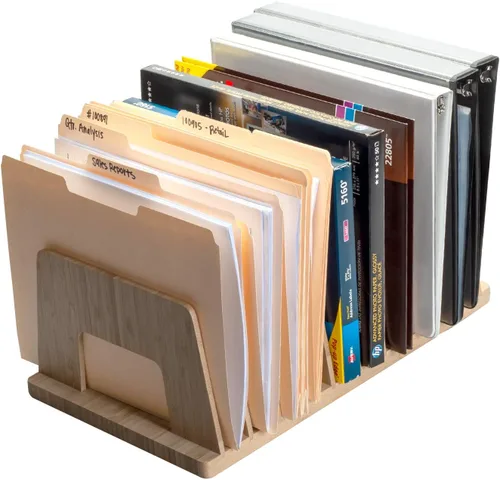 Vista 5 de MobileVision Organizador de dispositivos de bambú para teléfonos inteligentes, tabletas y portátiles, 10 ranuras