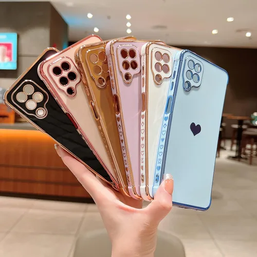 Vista 6 de phylla Funda de teléfono compatible con Samsung Galaxy A12 de 6.5 pulgadas, lindo corazón chapado en oro, elegante funda de lujo para mujer