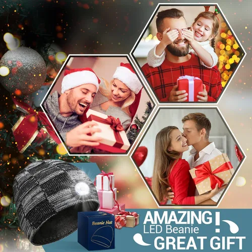 Vista 2 de PASTACO Christmas Stocking Stuffers Birthday Gifts for Men Women LED Beanie Hat