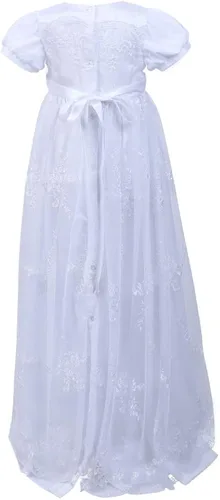 Vista 2 de Vestido bordado de bautismo para niña con cinta para el cabello 015meses