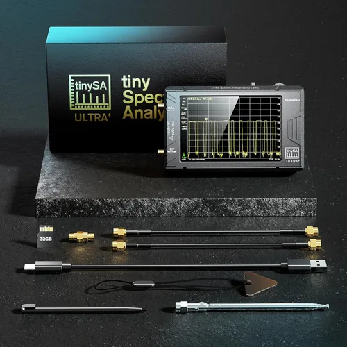 Vista 9 de SeeSii TinySA Ultra+ ZS406 - Analizador de espectro con atenuador de 50 W, 4.0 pulgadas, 100 kHz a 5.4 GHz, analizador de frecuencia minúscula