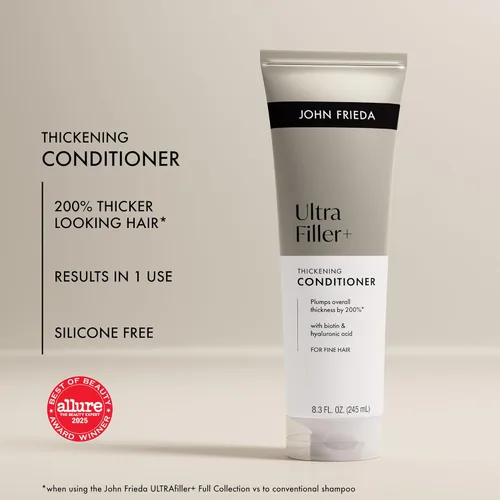 Vista 4 de John Frieda ULTRAfiller+ Acondicionador espesante para cabello fino y fino, acondicionador voluminizador ligero con biotina y ácido hialurónico, sin