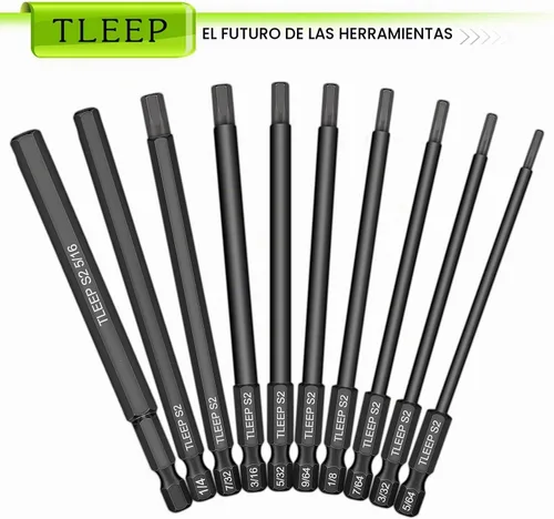 Vista 9 de 10 brocas de llave Allen de cabeza hexagonal de 3.937 in de largo, 1/4 de pulgada, 5/16 a 5/64 pulgadas, SAE, puntas magnéticas para destornillador