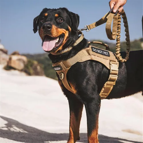 Vista 5 de EXCELLENT ELITE SPANKER Arnés táctico para perro, con asa, arnés militar para perro, arnés ajustable de entrenamiento sin tirones para perros Negro