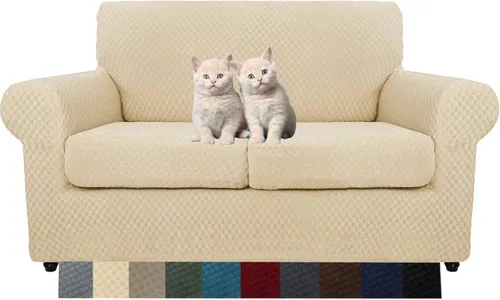 Vista 12 de MAXIJIN funda para sofá de 4 piezas, para sofás de 3 plazas, muy elástica, no se desliza, para perros, para mascotas, protector elástico de muebles