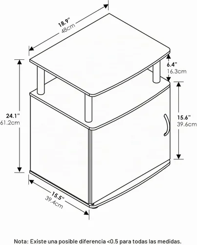 Vista 3 de Furinno Jaya - Mesita de noche con puerta, color ámbar y negro Armario de puerta, mesita de noche de bordes suaves, mesita de noche, para sala