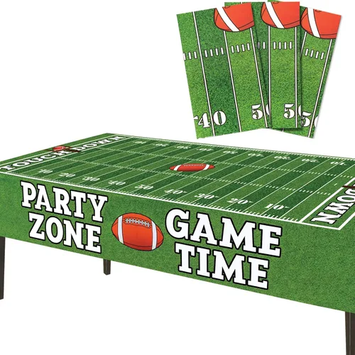 Vista 7 de AnapoliZ Mantel de fútbol de plástico Paquete de 3 piezas (54 pulgadas de ancho x 72 pulgadas de largo) Mantel rectangular para mesa de día