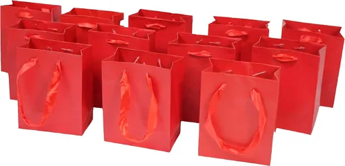 Vista 8 de 12 bolsas de papel de regalo extra pequeñas con asas de cinta (4.5 x 5.5 x 2.5 pulgadas), para recuerdos de fiesta, baby shower, bodas, vacaciones
