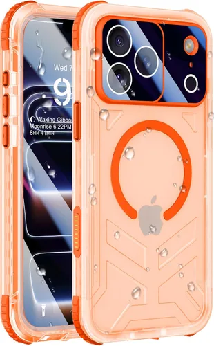Vista 48 de Funda impermeable para iPhone 15 con Magsafe, protector de pantalla, cordón, IP68 militar de cuerpo completo a prueba de golpes, para deportes Negro
