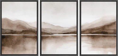 Vista 89 de SIGNWIN Lienzo enmarcado para pared, juego de arte tranquilo con reflejo de lago, acuarela, montaña y agua, ilustraciones modernas, arte abstracto