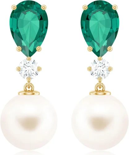 Vista 7 de Aretes colgantes de perlas seleccionadas a mano, joyería de boda nupcial para ella