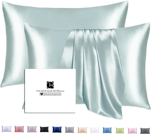 Vista 25 de Ravmix Fundas de almohada de seda con cremallera, de seda de morera de 21 momme para la salud del cabello y la piel, funda de almohada suave, lisa