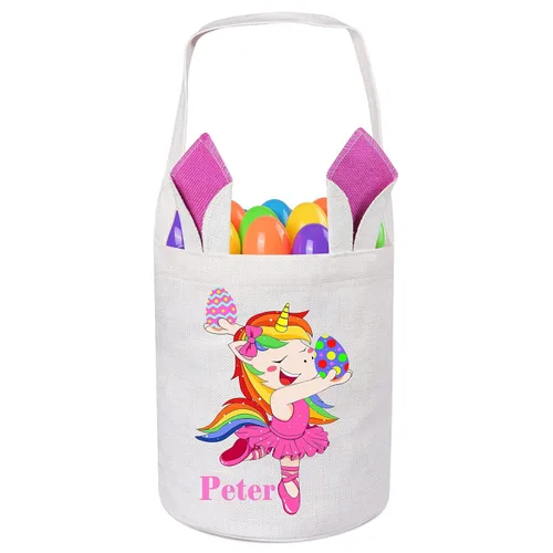 Vista 20 de Jocidea Personalized Easter Basket, Easter Bunny Basket for Kids - Blue Unicorn with Easter Egg 019B-Blue