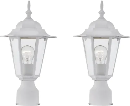 Vista 9 de WISBEAM Luz de poste para exteriores, linterna de poste, base E26 de 60 W máximo, carcasa de aluminio más vidrio, clasificación de ubicación húmeda