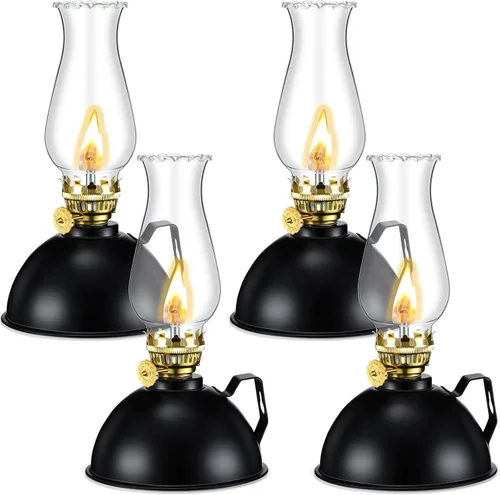 Vista 10 de Retisee Lámpara de aceite para interiores, rústica, de queroseno, farol de metal de cristal para interiores, vintage, de vidrio transparente