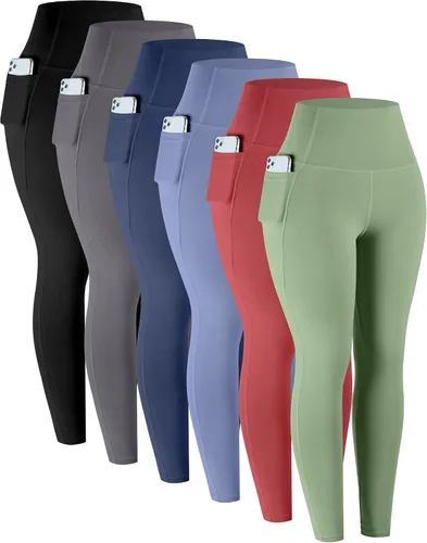 Vista 10 de LZYVOO - Leggings con bolsillos para mujer, 6 paquetes, pantalones de yoga de cintura alta suaves con control de abdomen para entrenamiento