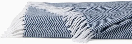 Vista 4 de Sferra Celine Herringbone, manta 100% algodón, color aguamarina