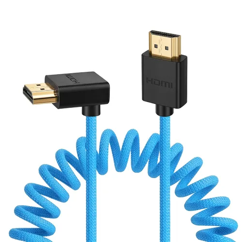 Vista 37 de 8K HDMI a abajo HDMI de alta velocidad negro en espiral trenzado cable para Sony A7S3 FX3 FX9 Canon C70 Z CAM E2 cámara Atomos Ninja V Shinobi Cable