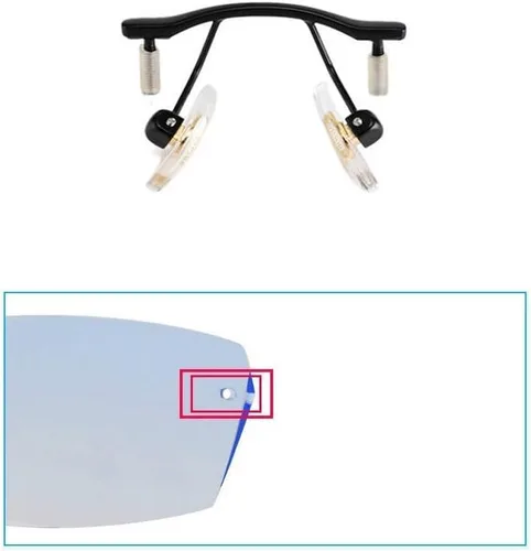 Vista 2 de Gafas sin montura Puente de nariz Gafas Almohadillas de nariz Piezas Tornillos Destornillador