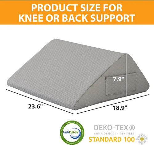 Vista 3 de Ruqmuis Almohada de rodilla para dormir de espalda, almohada de cuña de rodilla de 8 pulgadas para elevar la rodilla, almohada de piernas