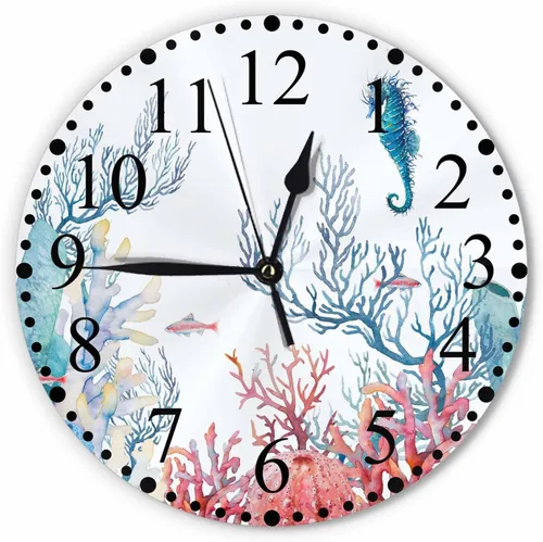 Vista 15 de Reloj de Pared Bohemio con Textura Paisley de 10 Pulgadas Operado por Batería Vector Color Rojo Brillante Reloj Silencioso Sin Tictac Relojes