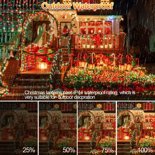 Vista 4 de Luces de Navidad de 200 pies con 500 luces LED para decoración al aire Rojo+Verde