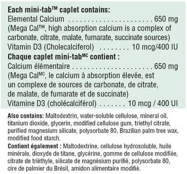 Vista 2 de Mega Cal - Citrato de calcio con cápsulas de vitamina D-120 Marca: Jamieson Laboratories