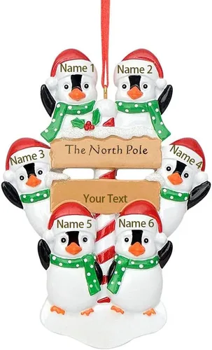 Vista 20 de JewelOra Adornos de Navidad, personalizados de 2 a 6 miembros de la familia, adorno personalizado para árbol de Navidad, decoraciones de vacaciones