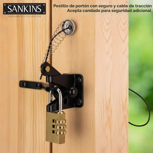 Vista 7 de Pestillo de puerta de bloqueo automático para valla de madera con tirador