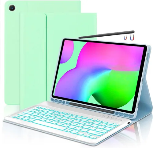 Vista 32 de Funda para teclado para Samsung Galaxy Tab S6 Lite de 10.4 pulgadas 2024 2022/2020 SM-P610/P613/P615/P619, funda para teclado Bluetooth inalámbrico