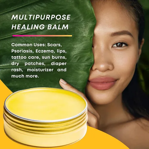 Vista 4 de Llama Mama Peruvian Gold Bálsamo curativo orgánico multiusos cicatrices, eczema, crema hidratante facial, piel seca, cabello, quemaduras solares